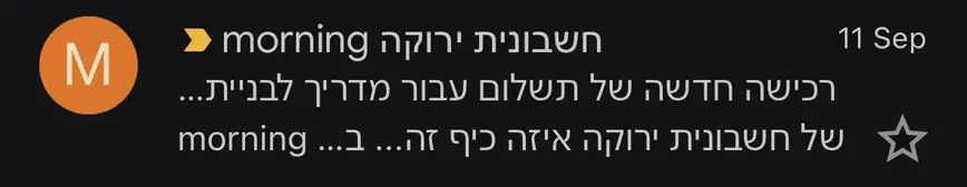 התראה מ-morning על רכישה חדשה באתר