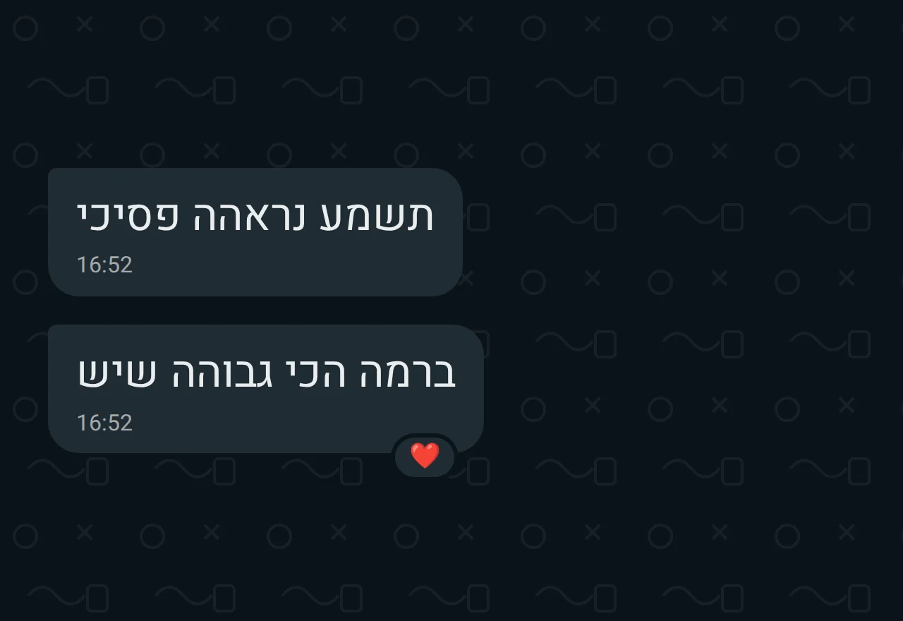 הודעת וואטסאפ מלקוח: ברמה הכי גבוהה שיש