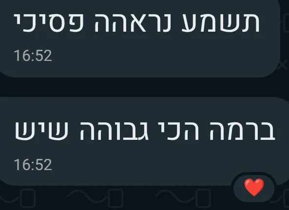 הודעת וואטסאפ מלקוח: ברמה הכי גבוהה שיש