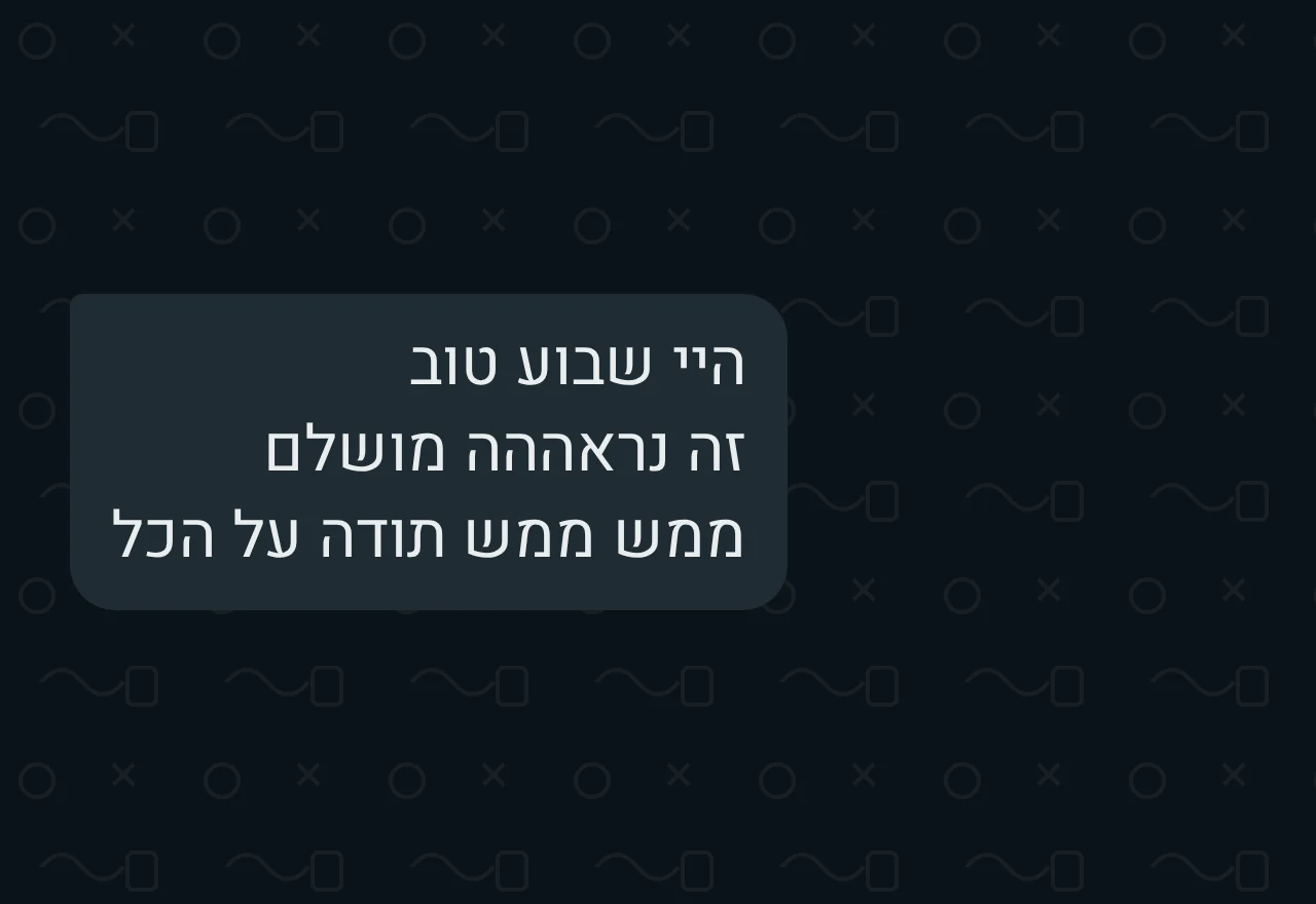 הודעת וואטסאפ מלקוח: זה נראההה מושלם