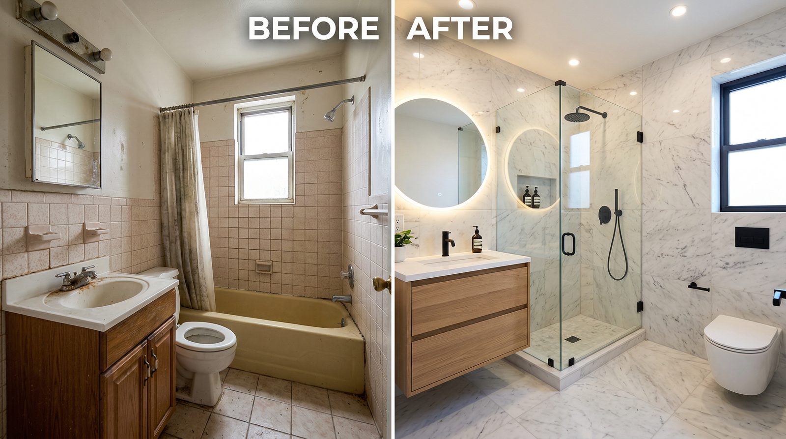 שיפוץ אמבטיה - לפני ואחרי